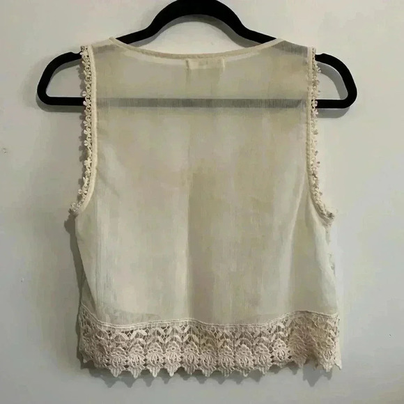 Garage  Sheer Lace Floral Button Down Tank Top - Picture 2 of 3